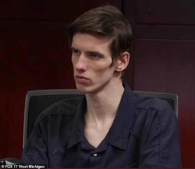 Timothy's older brother, Paul, 21, is pictured testifying against their mother at her previous trial.
