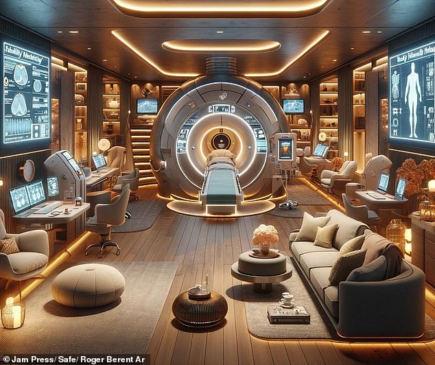 And while many people are stocking up on food and creating escape routes, the ultra-rich are exploring options for luxurious bunkers, featuring high-tech medical rooms (pictured).