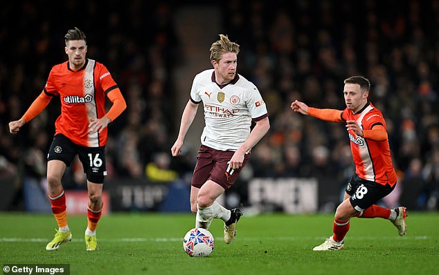 City were sweating over De Bruyne's fitness after he missed the 1-0 win against Brentford last week.