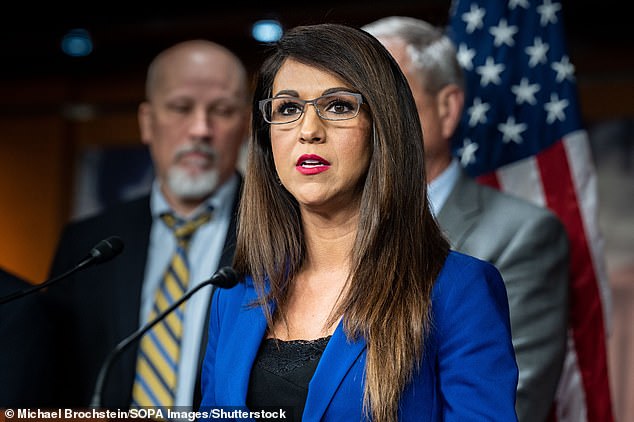 Rep. Lauren Boebert's (pictured) congressional office angered crash victim Noble D'Amato, 19, by issuing a statement downplaying the extent of her injuries after the congresswoman's son flipped a vehicle to the bed of a stream.