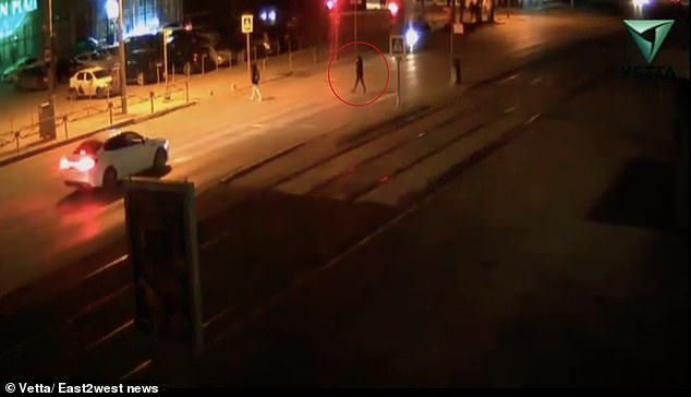 CCTV footage from that moment showed the dangerous criminal following his victim in the dark.