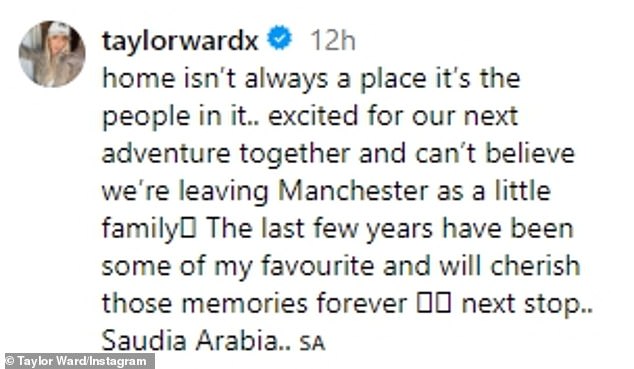 Taylor, Riyad and the couple's daughter Mila were forced to say goodbye to their life in Cheshire in July.