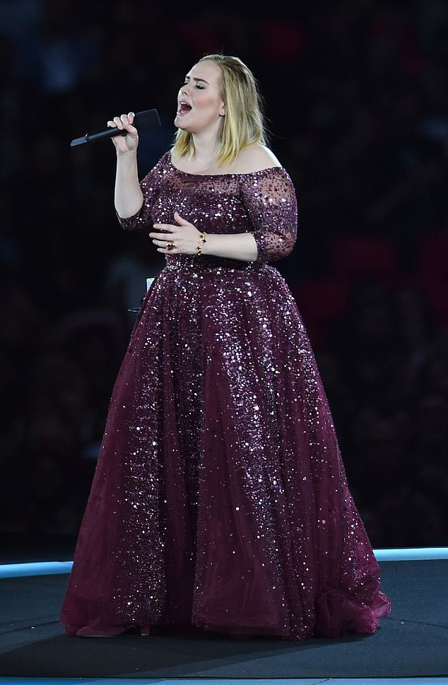 Adele performs at Wembley Stadium on June 28, 2017. She was forced to cancel the last two dates of this tour after once again damaging her vocal cords.