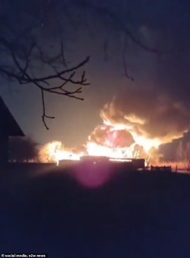 Video showed smoke rising from the site of a spy plane crash in Krasnodar, western Russia.