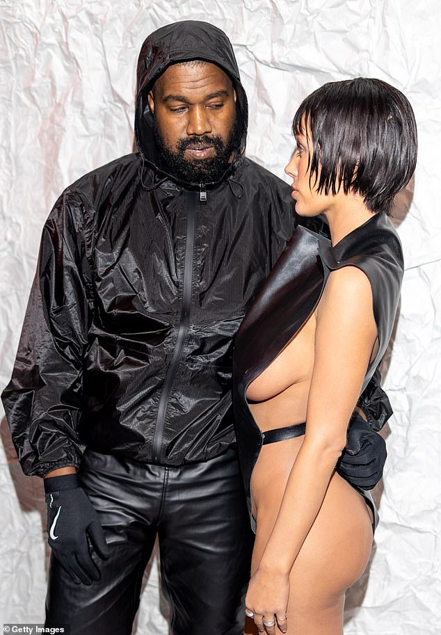 According to a source, 'Bianca's father Leo wants to properly sit down with Kanye' (pictured with Bianca at a fashion show in Milan, Italy, last week)