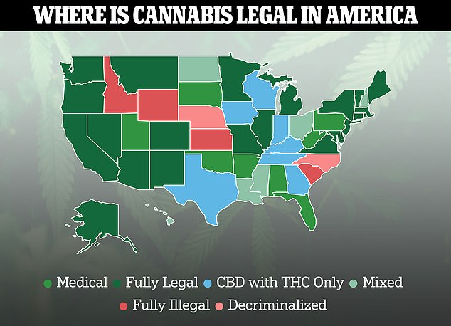 The above shows cannabis consumption in the states of the United States. 24 have fully legalized it for recreational use
