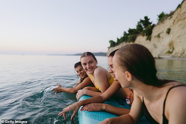 According to the survey, 73 per cent of Britons return from a getaway with friends feeling more relaxed, compared to 61 per cent on a family holiday.