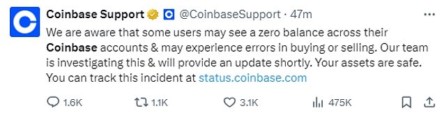 Coinbase has tried to assure users that their money is safe after an influx of users shared their experience on social media.