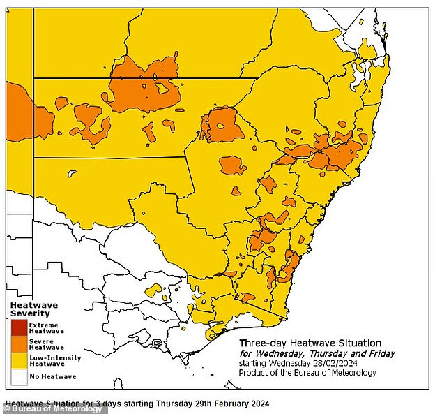 The Bureau of Meteorology declared a heatwave for most of New South Wales on Thursday.