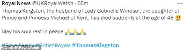 1709172854 127 Thomas Kingston death Royal supporters send condolences after Lady Gabriellas