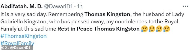 1709172854 973 Thomas Kingston death Royal supporters send condolences after Lady Gabriellas