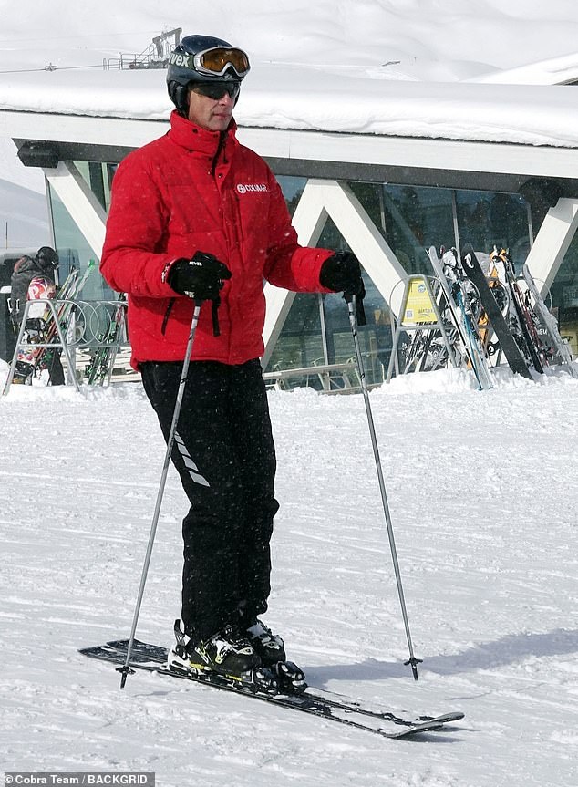 Prince Edward also seemed to have natural talent as he hit the slopes of St Moritz with his wife Sophie.