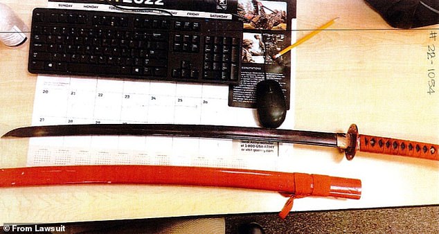 The girl's lawyers say this katana was one of the weapons used that day.