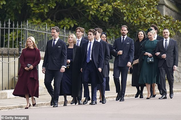 Crown Prince Pavlos and his wife Marie-Chantal lead the Greek royal family at the memorial service today.