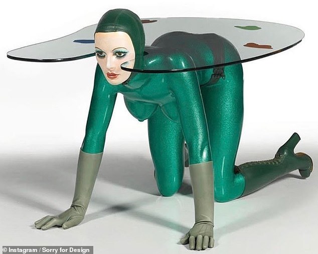 Chilling!  This table, by British designer Allen Jones, is shaped like a crouching woman staring at you.