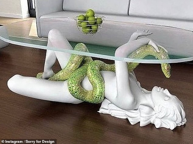 For a more eclectic option, some homeowners may prefer a coffee table made to look like Eve and the Serpent.