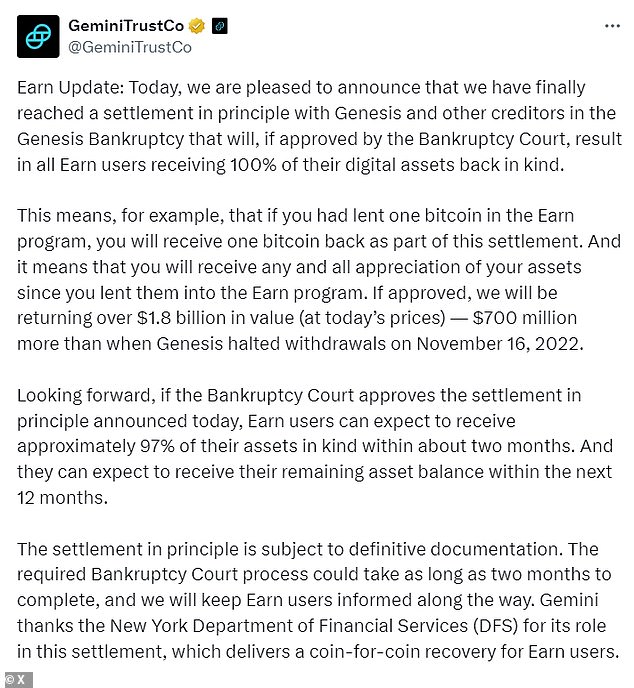 1709205920 414 Cryptocurrency exchange Gemini founded by the Winklevoss twins who are
