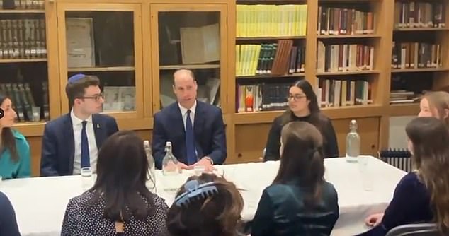 Prince William visited the Western Marble Arch synagogue in central London to take part in discussions about the rise of anti-Semitism in Britain.