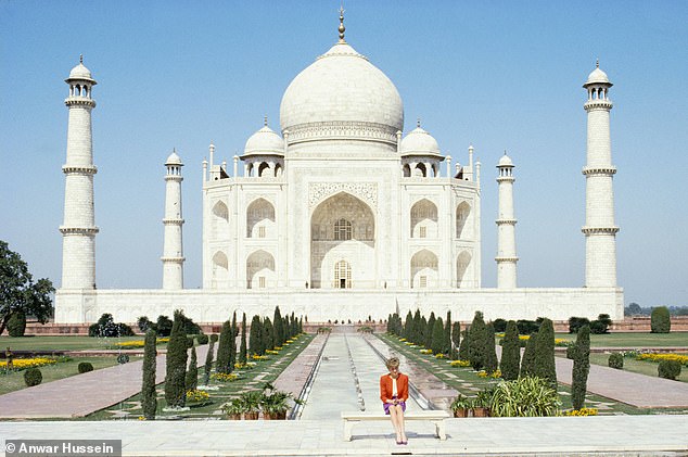 Some of the photographs on display include the infamous image of Diana sitting alone in front of the Taj Mahal as her marriage to Prince Charles fell apart.
