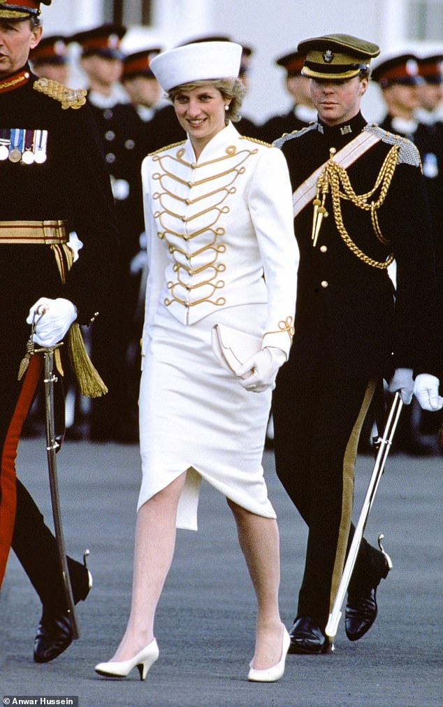 Princess Diana attends a passing out parade at the Royal Military Academy Sandhurst, Surrey, April 1987