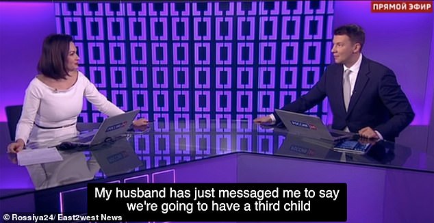 She told Rossiya 24 live viewers about her mission to increase the size of her family. The faithful presenter already has two children