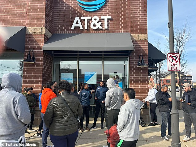 James has also urged all affected New Yorkers to file a complaint with his office. Here, AT&T customers line up at a store last week hoping to get answers.