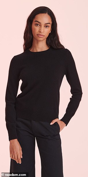 Naadam sells its black cashmere crewneck sweater for $98, while Quince's sells it for $50.