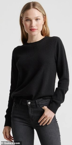 Quince sells similar items to Naadam, like this black cashmere sweater.