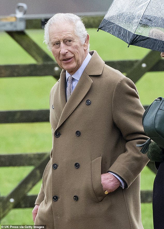 The King has been seen at Sandringham going to church every Sunday, but public duties have been suspended.