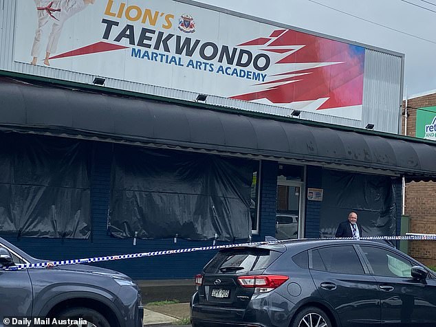 The crime scene at Lion's Taekwondo Academy on Daking Street, Parramatta