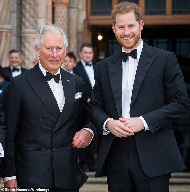 Prince Harry with his father, King Charles, at an event in London in 2019
