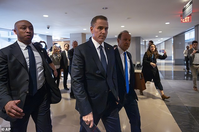 Hunter Biden, son of President Joe Biden, enters a federal building before being deposed for an impeachment inquiry against his father.
