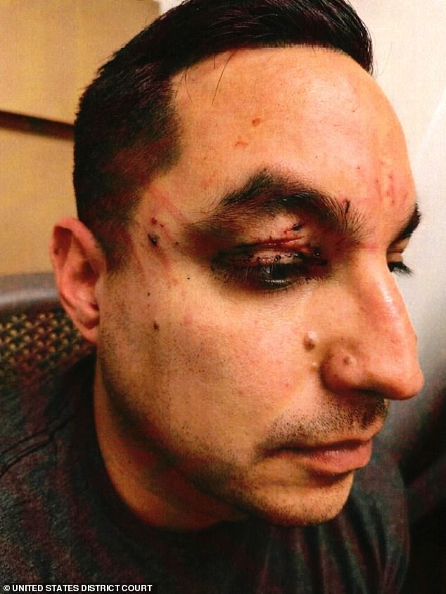Julio Álvarez López allegedly planned an attack to kill a fellow passenger (pictured), which he attempted to carry out mid-flight using the improvised weapon.  (Pictured: victim)
