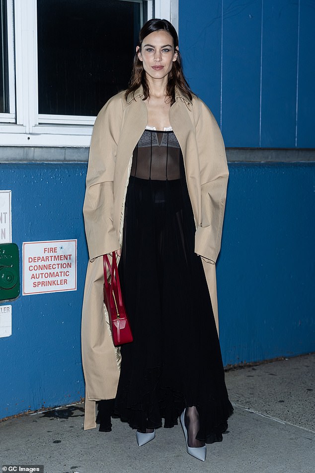 Alexa Chung put on a daring display on Saturday while attending the Khaite show during New York Fashion Week.