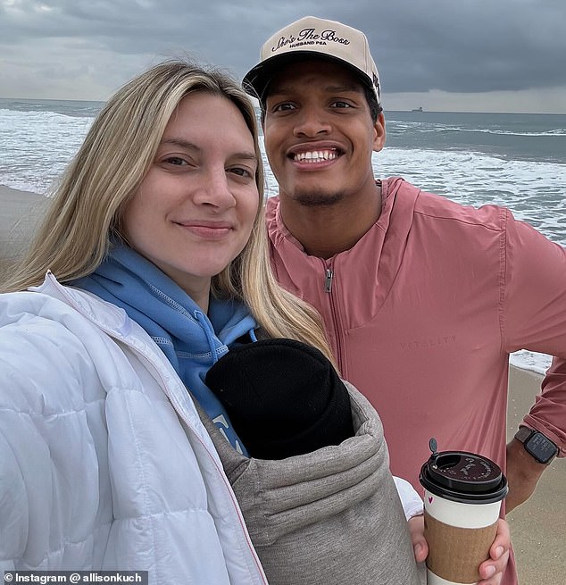 Allison Kuch, the wife of NFL star Isaac Rochell, spoke candidly about her insecurities about wearing a bikini while three months postpartum.