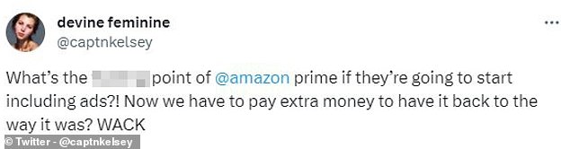 On X, formerly Twitter, Amazon Prime subscribers reacted angrily to the change, calling it 