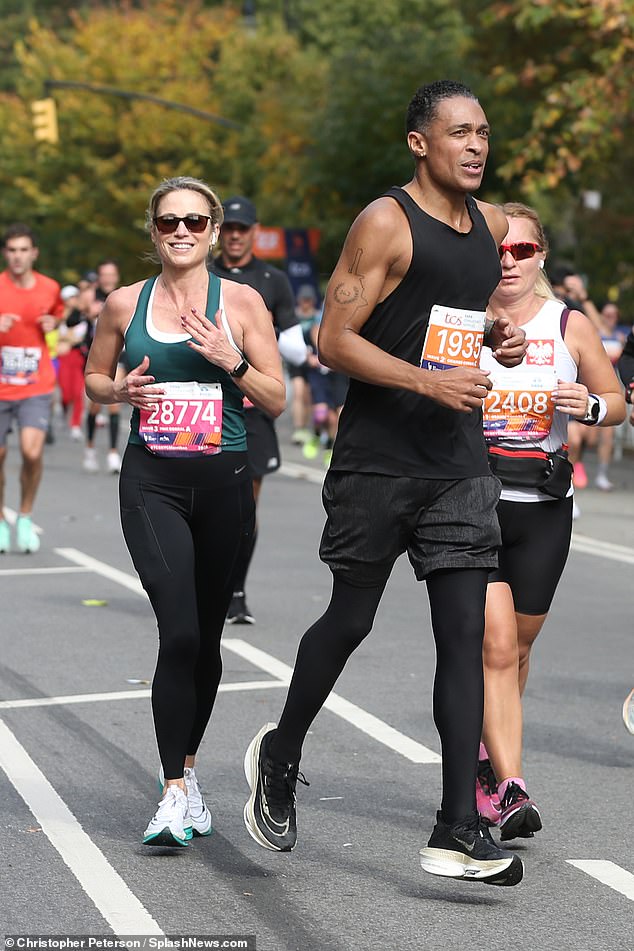 It's not yet known if the tattoo has special meaning: Holmes got the route and length of the New York City Marathon tattooed after the duo ran it together in November.