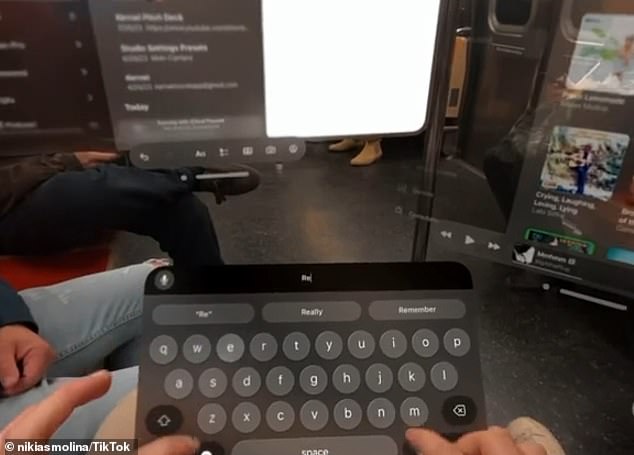 Nikias Molina attracted attention when he decided to use the augmented reality device to write while on the subway.  He showed a view of what he could see while he used the device.
