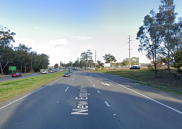 Two SUVs, one a black Holden and the other a silver Mazda, crashed into each other in the crash on the New England Highway (pictured) near Amidale around 6.50pm on Saturday.