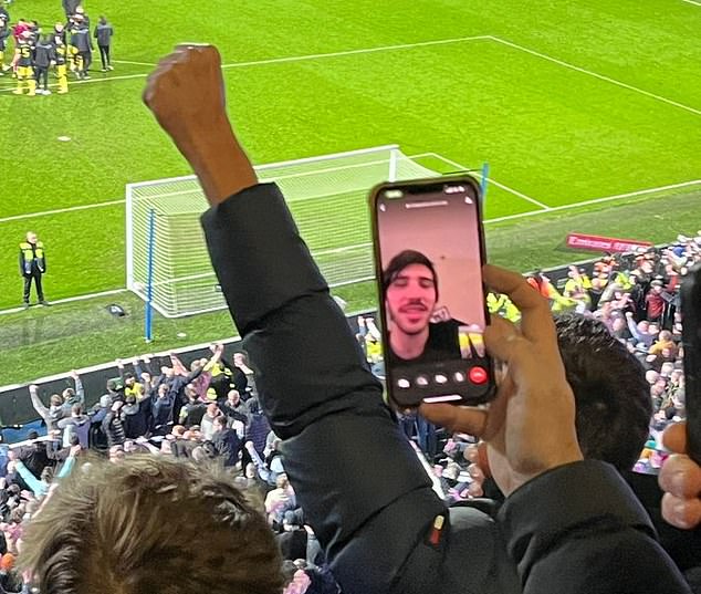 Sandro Tonail joined a fan on FaceTime after Newcastle's penalty shootout win on Tuesday.