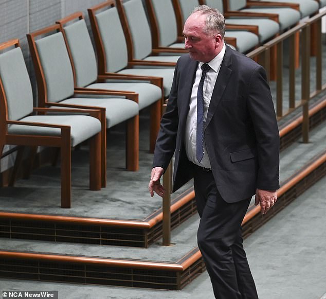 Barnaby Joyce arrived in parliament almost an hour after question time began on Monday, ahead of a meeting in the National party room.