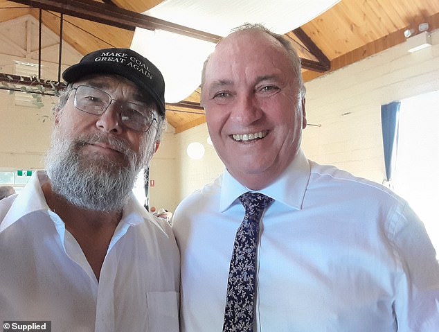 His father, Peter Campion (pictured left with Barnaby Joyce), said he was disgusted by the way his son-in-law had been treated.