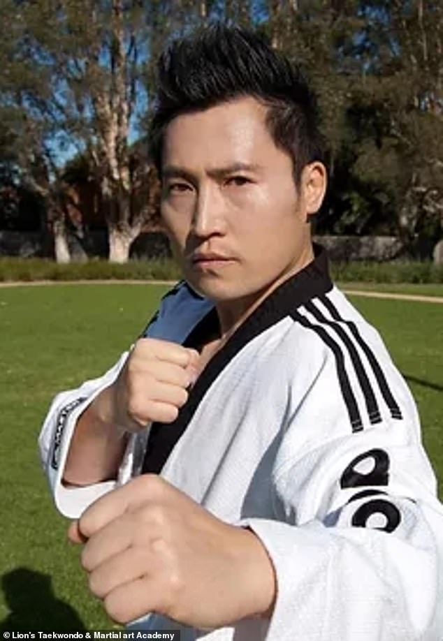 A taekwondo master and university professor, Kwang Kyung Yoo (pictured), has been arrested on suspicion of an alleged triple murder hours after one of his students handed over a green belt.