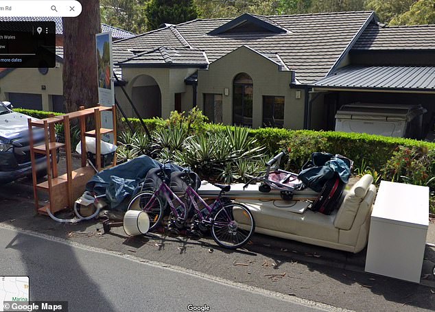 Household items are seen on the walkway in front of Beau Lamarre-Condon's childhood home after its sale in September 2021, when his mother Coleen parted with the property for $2.27 million.