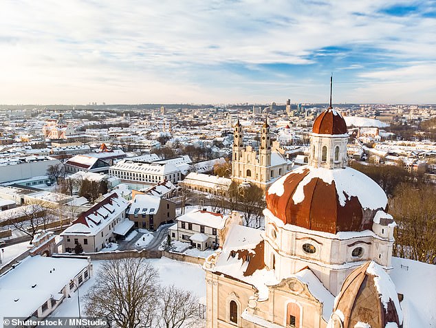Frost and snow enhance the ethereal beauty of Vilnius's winding streets, says Adriaane Pielou