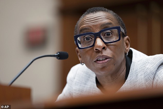 The Black Alumnae of Harvard Equity Initiative, formed after the resignation of Claudine Gay (pictured), called on Harvard to enshrine DEI practices in nearly every aspect of the university.