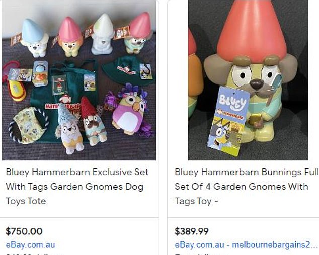 But some have taken it as an opportunity to 'raise the price' of the gnomes up to $750 for the four collectibles, toys and merchandise (left)