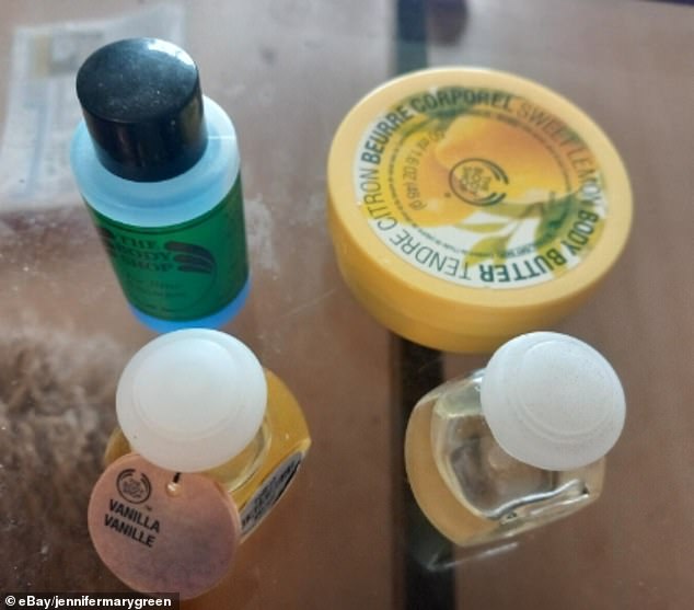 Jennifer Mary Green, from Carlisle, has put a pack of vintage items from The Body Shop on sale for £100, including two scented oils, a shampoo and a body cream.