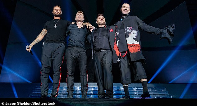 After purchasing Chorley, Boyzone are reportedly preparing to perform a series of shows across the country (pictured in 2019. LR: Keith, Ronan Keating, Mikey Graham and Shane)