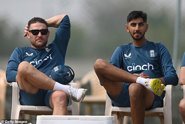 Brendon McCullum (left) wants his young spinners, like Shoaib Bashir (right), to get plenty of game time in their counties over the summer.